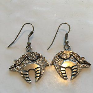 Bear fetish silver earrings